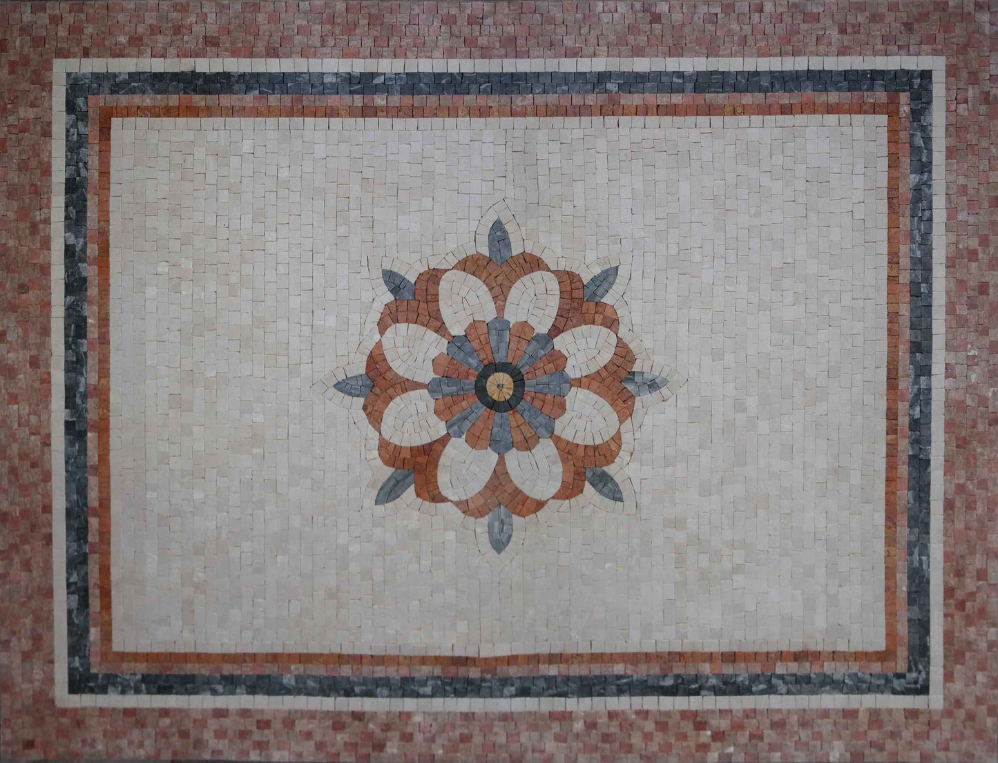 Geometric Blooming Flower Mosaic Artwork