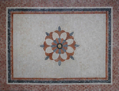Geometric Blooming Flower Mosaic Artwork