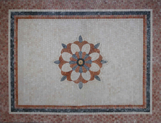Geometric Blooming Flower Mosaic Artwork