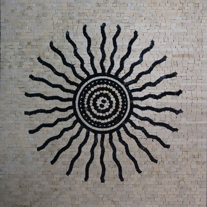 Monochromatic Sun Celestial Mosaic Artwork