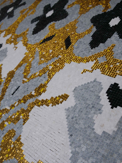 Golden Flowers Glass Mosaic Backsplash