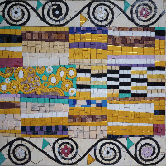 Golden Glass Shelves Mosaic Art