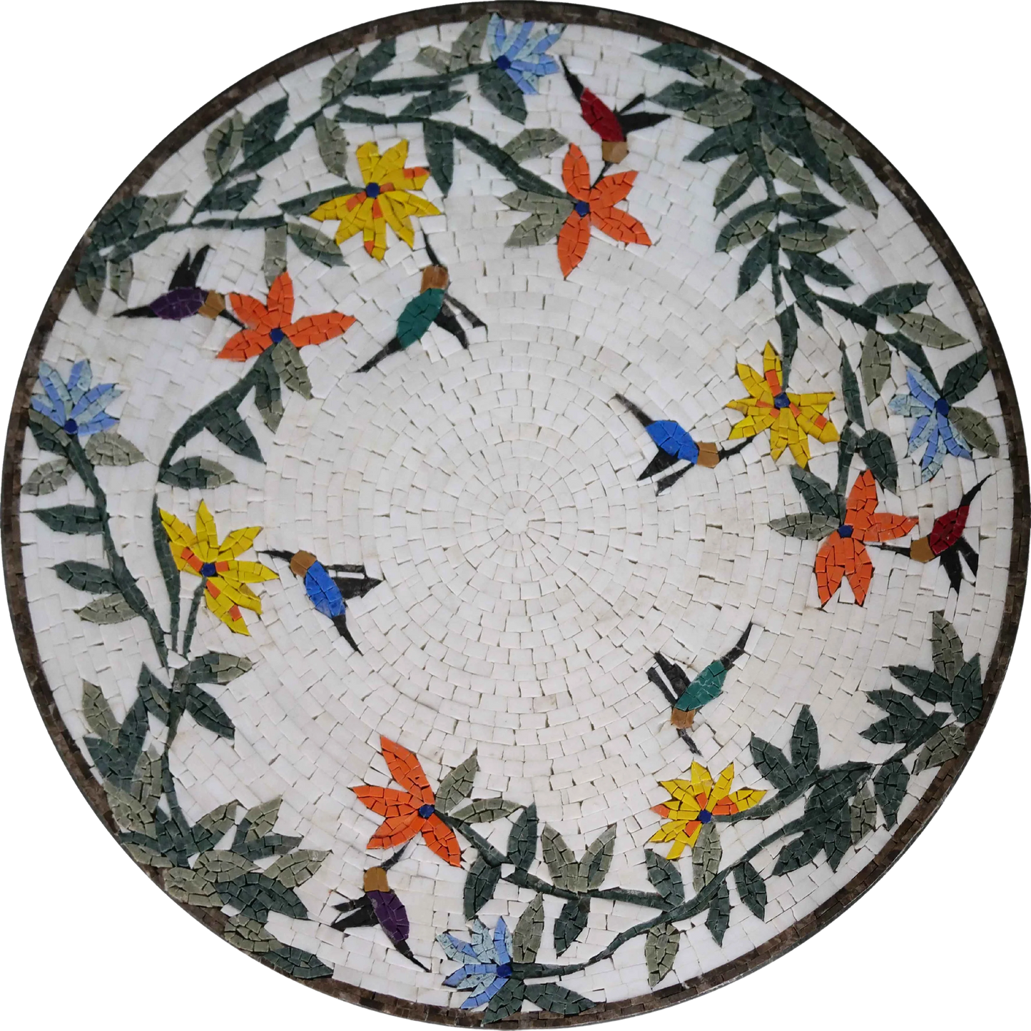 Mosaic Medallion - Colorful Hummingbirds