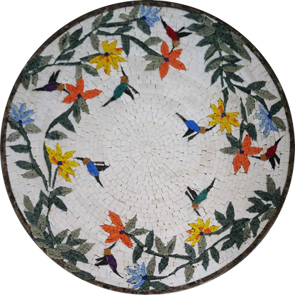 Mosaic Medallion - Colorful Hummingbirds