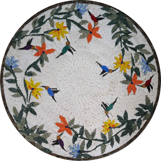 Mosaic Medallion - Colorful Hummingbirds