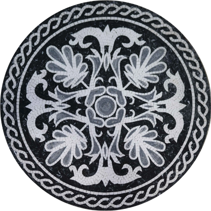 Mosaic Wall Art - Black & White Medallion