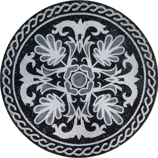 Mosaic Wall Art - Black & White Medallion