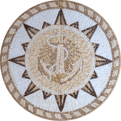 Sandy Compass and Anchor Mosaic Medallion