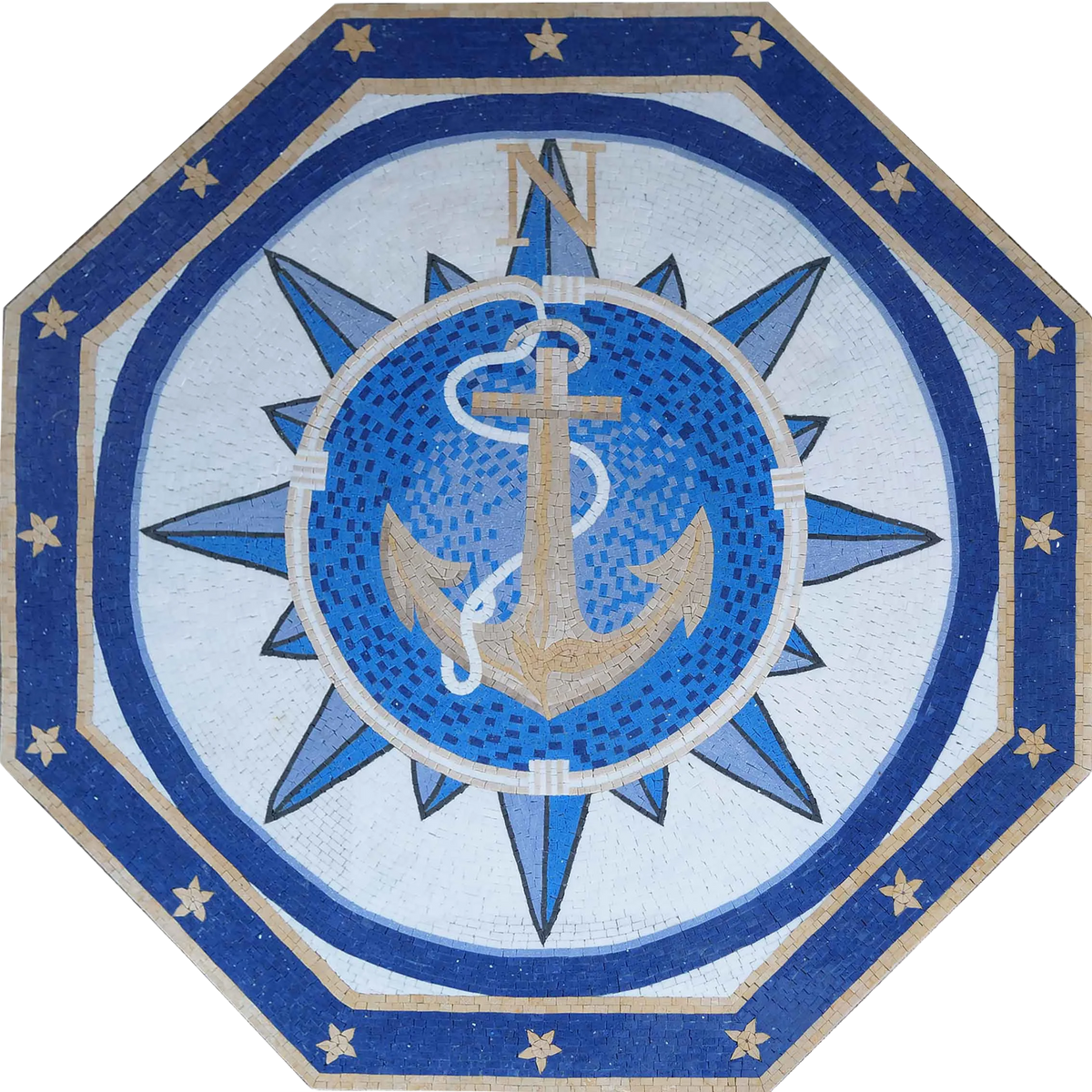 Nautical Mosaic Octagon Anchor Decor – Mozaico Art