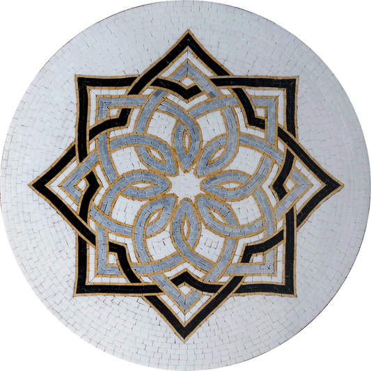 Mosaic Artwork - Grey Floral Design