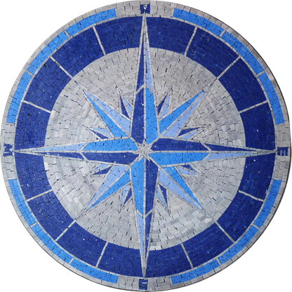 Mosaic Artwork - Blue Shades Compass