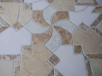 Neutral Stone Art Mosaic Medallion