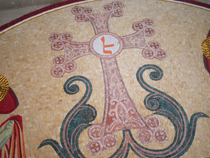 Two Angels and A Cross - Religious Mosaic Art