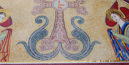 Two Angels and A Cross - Religious Mosaic Art