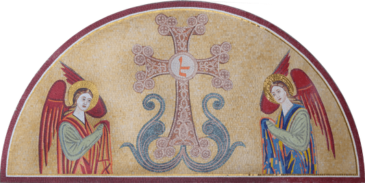 Two Angels and A Cross - Religious Mosaic Art