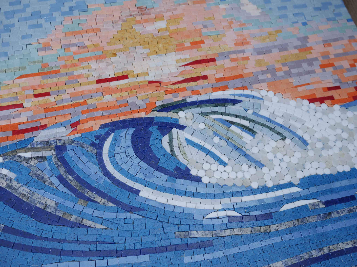 Wave Mosaic with Sunset Hues - Mosaic Art
