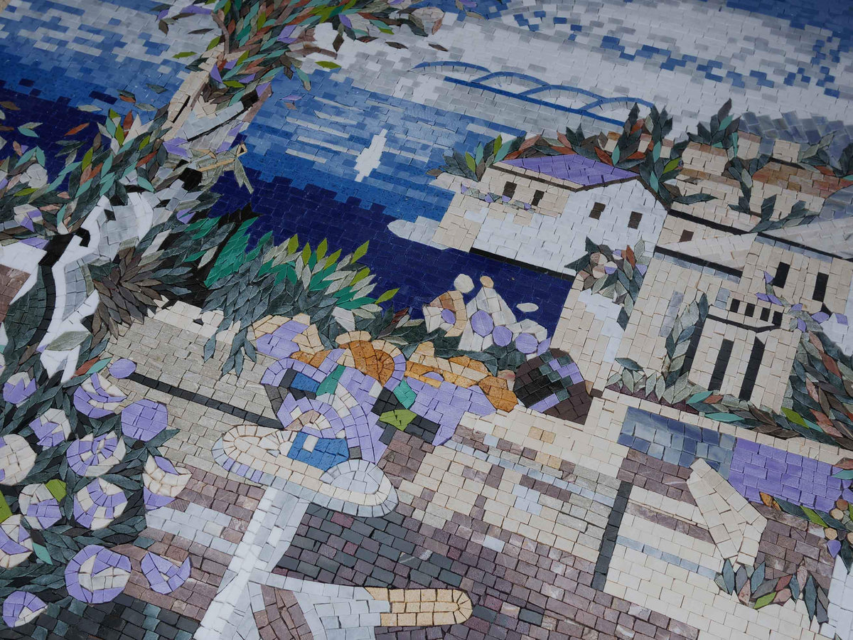 Spellbinding View Tuscan Mosaic Sea View Mural | Stunning Scenery – Mozaico Art