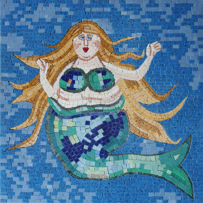 Teal Mosaic Mermaid - Mosaic Art Design