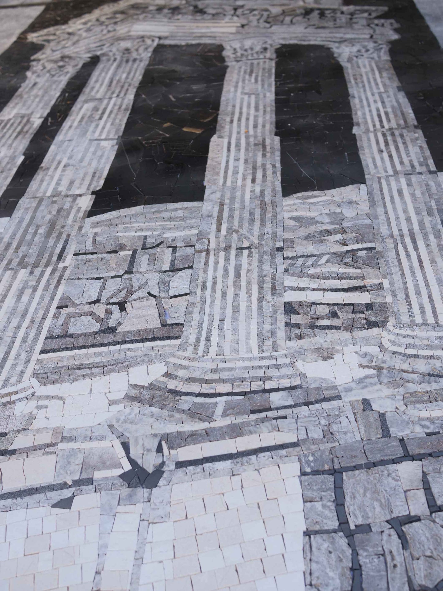 Architectural White Columns - Mosaic Artwork