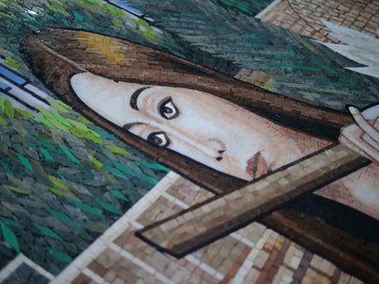 Flute Playing Palestinian Woman Mosaic Art