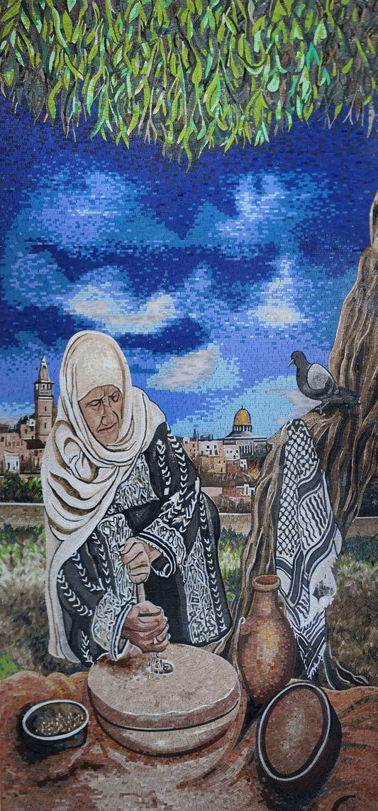 Wael Rabee Palestinian Woman Mosaic Art