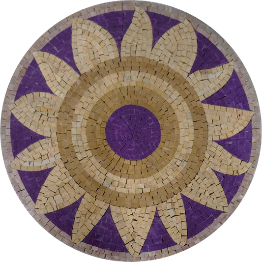 Mosaic Medallion - Beige Sunflower