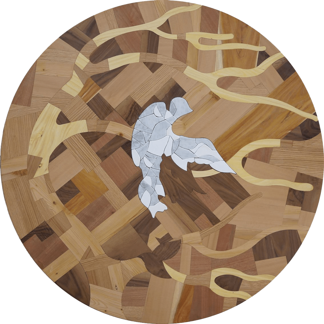 Dove by the Tree - Wooden Mosaic Table
