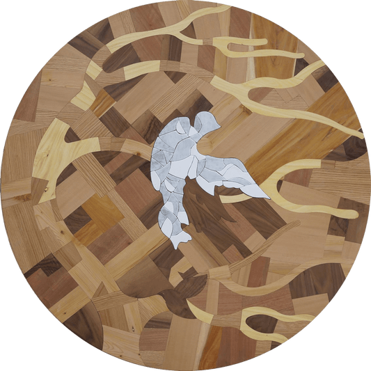 Dove by the Tree - Wooden Mosaic Table