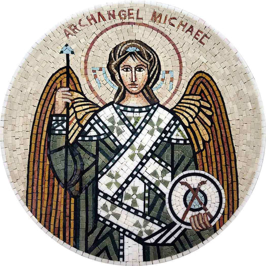 Archangel Michael Mosaic Art - Religious Saint Michael Depiction