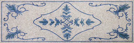 Blue and White Mosaic Runner: A Decorative Floorpiece