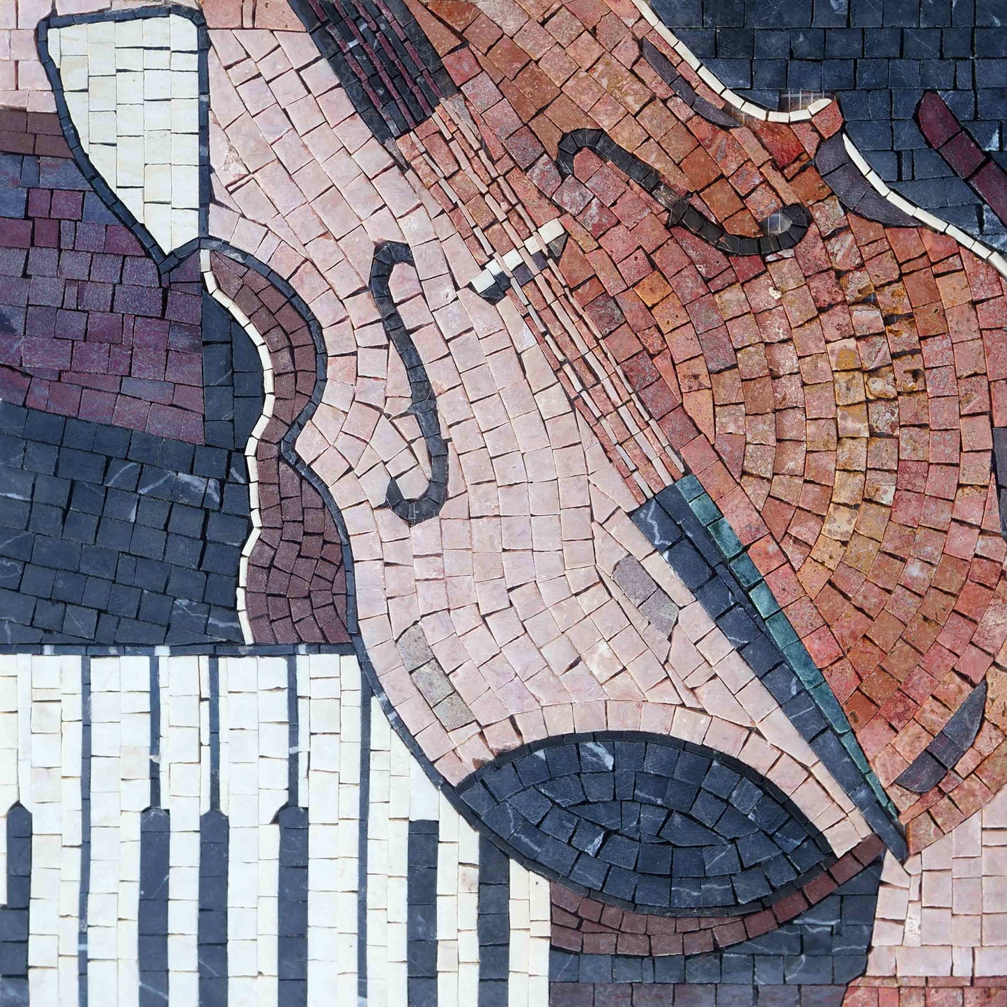 Violin and Piano Keys Mosaic Art