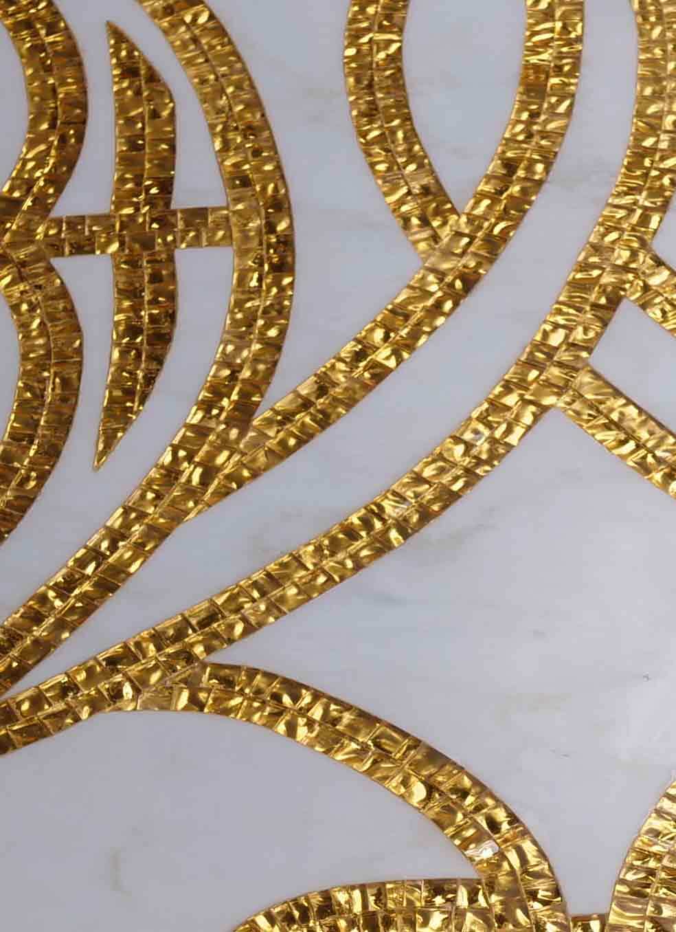 Ornate Interwoven Monogram Mosaic Art - Round Handcrafted Stone Medallion - Elegant Initial Design