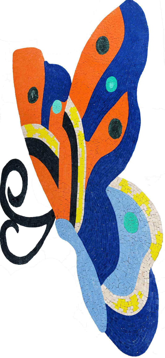 Boldly Colored Butterfly in Marble Mosaic
