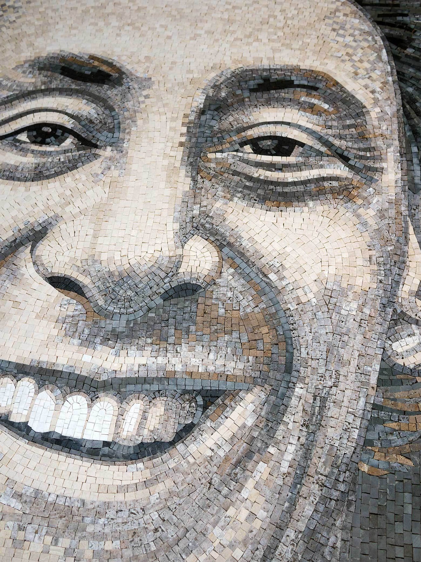 Radiant Smile: Intricately Crafted Portrait Mosaic Art