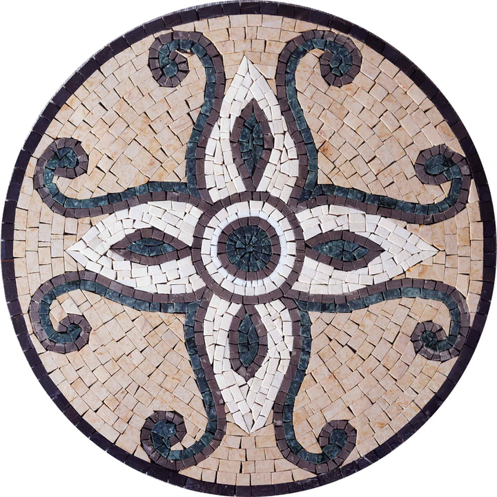 Round Tile Mosaic - Bleu de Prusse