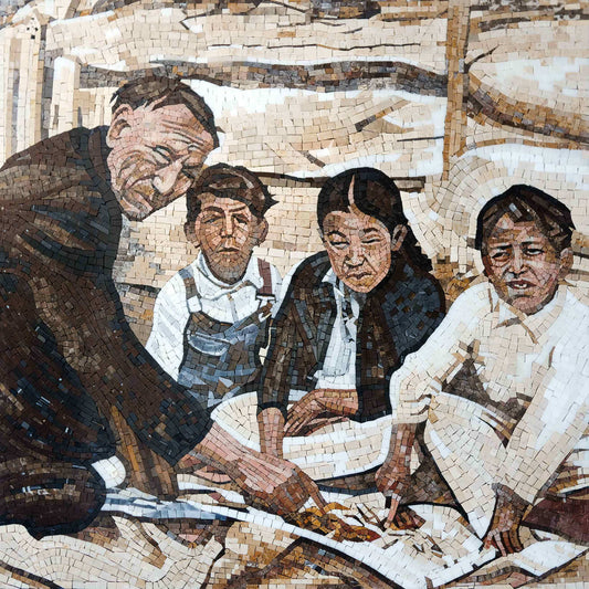 Handcrafted Realistic Mosaic Art | Timeless Stone Portrait Mosaic of Cultural Heritage