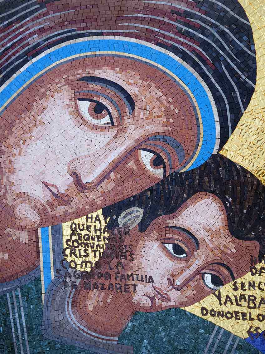 Sacred Madonna and Child: A Timeless Religious Glass Mosaic