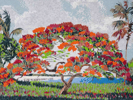 Flamboyant Bloom: A Tropical Mosaic Paradise