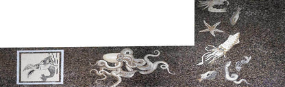 Marine Life Mosaic Art: Octopus, Squid, and Underwater Creatures