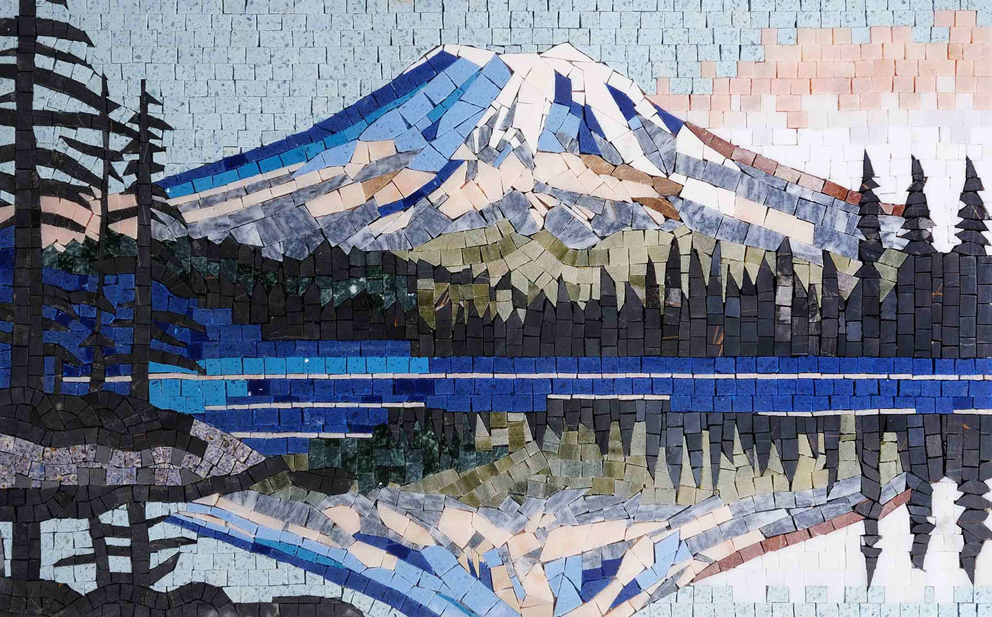 Mountain Majesty Reflected: Lakeside Mosaic