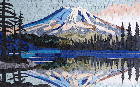 Mountain Majesty Reflected: Lakeside Mosaic