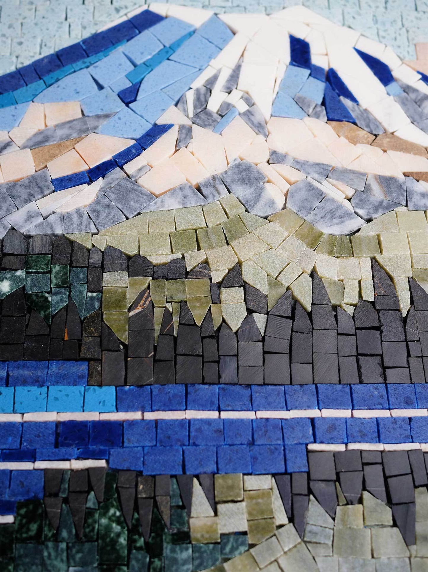Mountain Majesty Reflected: Lakeside Mosaic