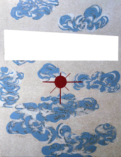 Skyward Gaze Mosaic: Abstract Clouds and a Radiant Sun in Ancient Art