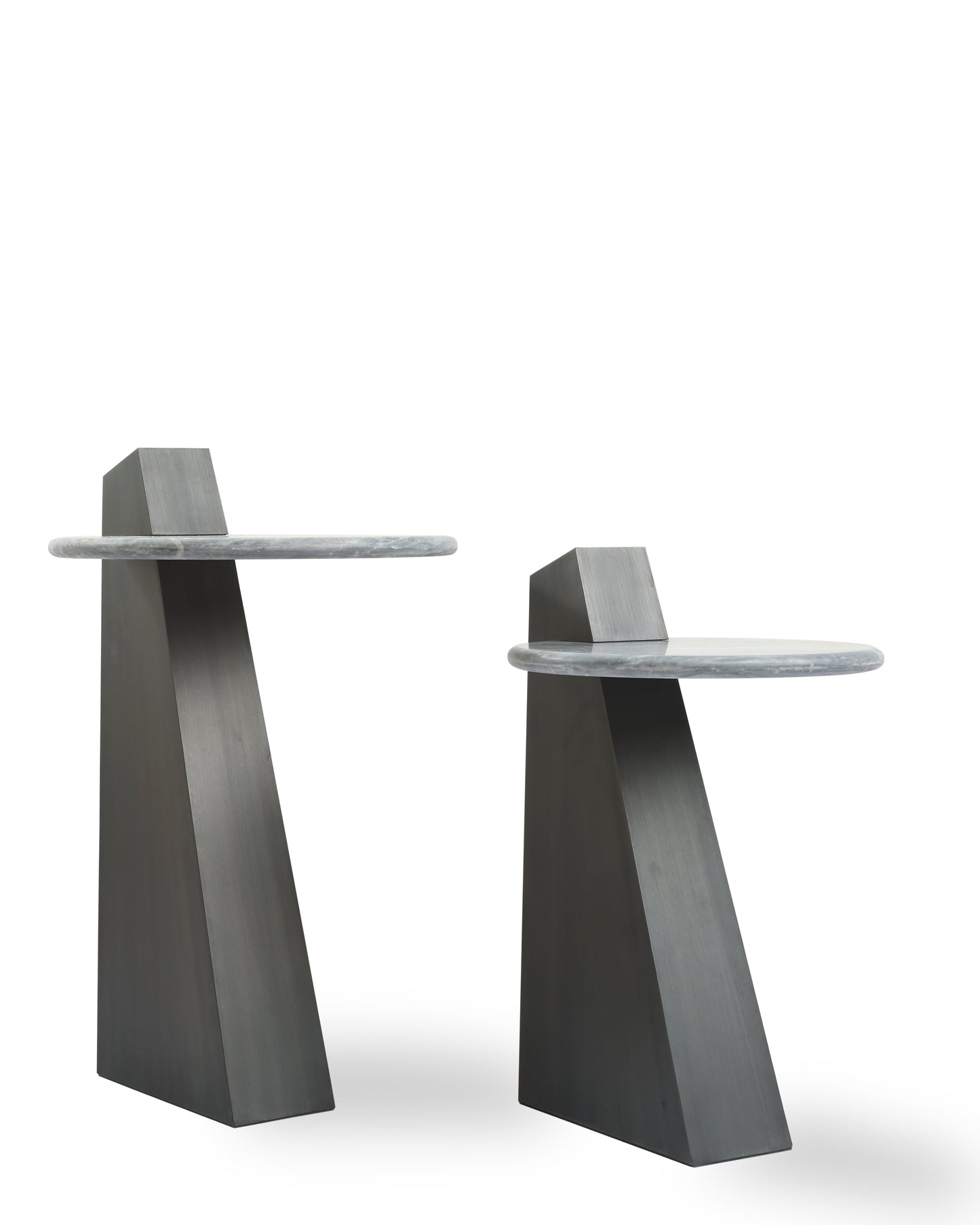 Sleek Black Base Mosaic Marble Round Side Table