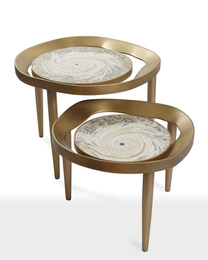 Luxury Mosaic Coffee Table Duo - Gold-Patinated Finish