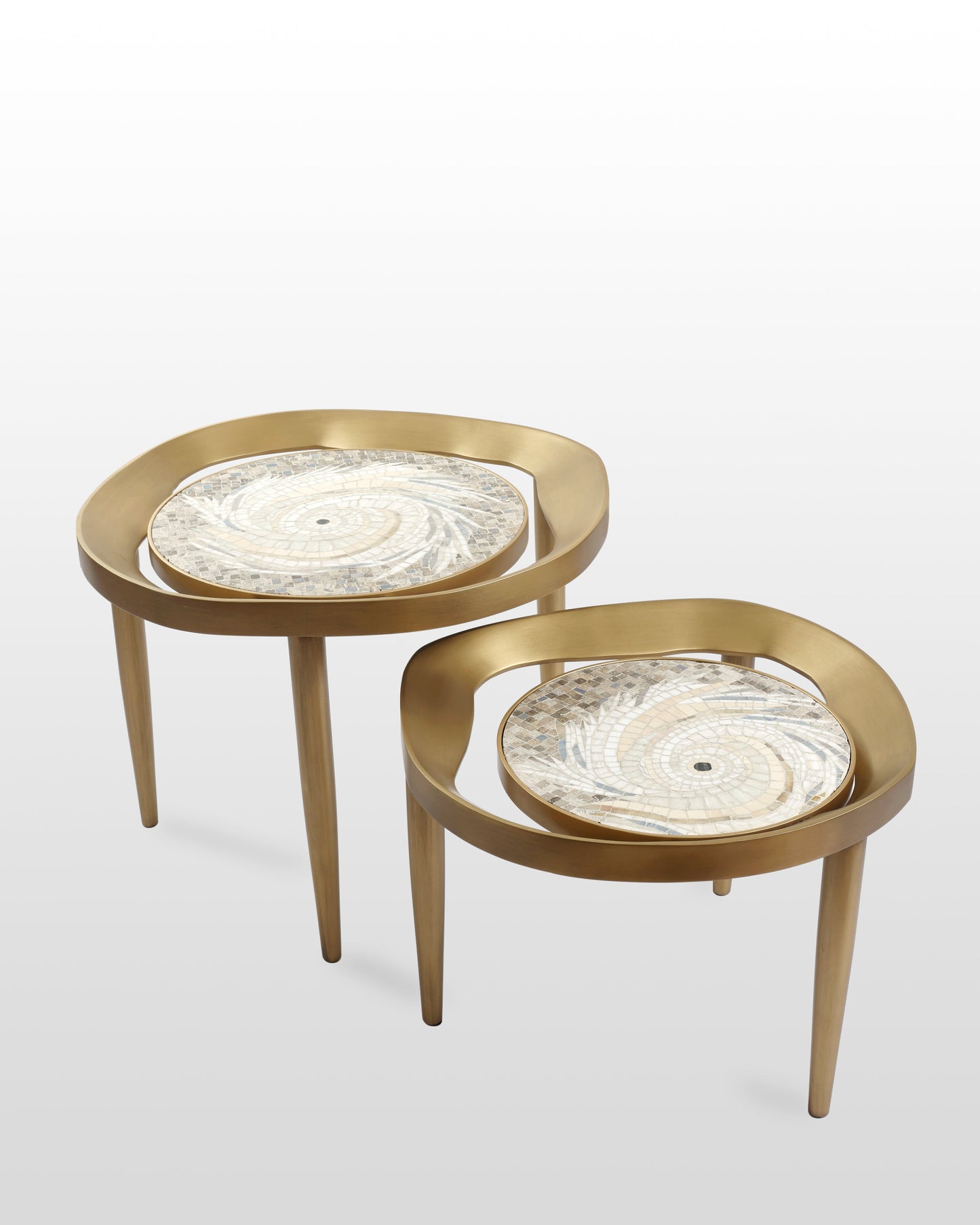 Luxury Mosaic Coffee Table Duo - Gold-Patinated Finish
