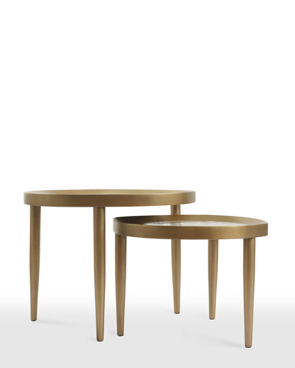 Luxury Mosaic Coffee Table Duo - Gold-Patinated Finish