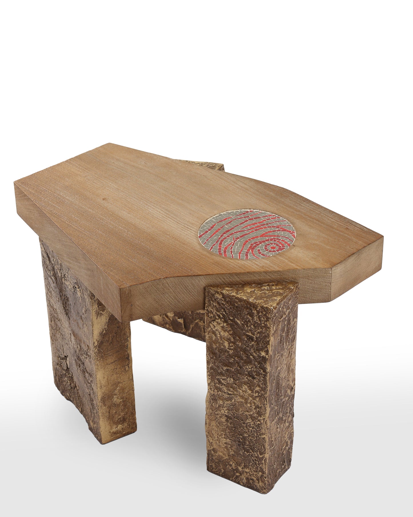 Unique Walnut Wood Coffee Table with Mosaic Table Top