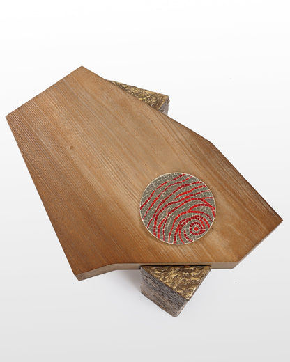 Unique Walnut Wood Coffee Table with Mosaic Table Top