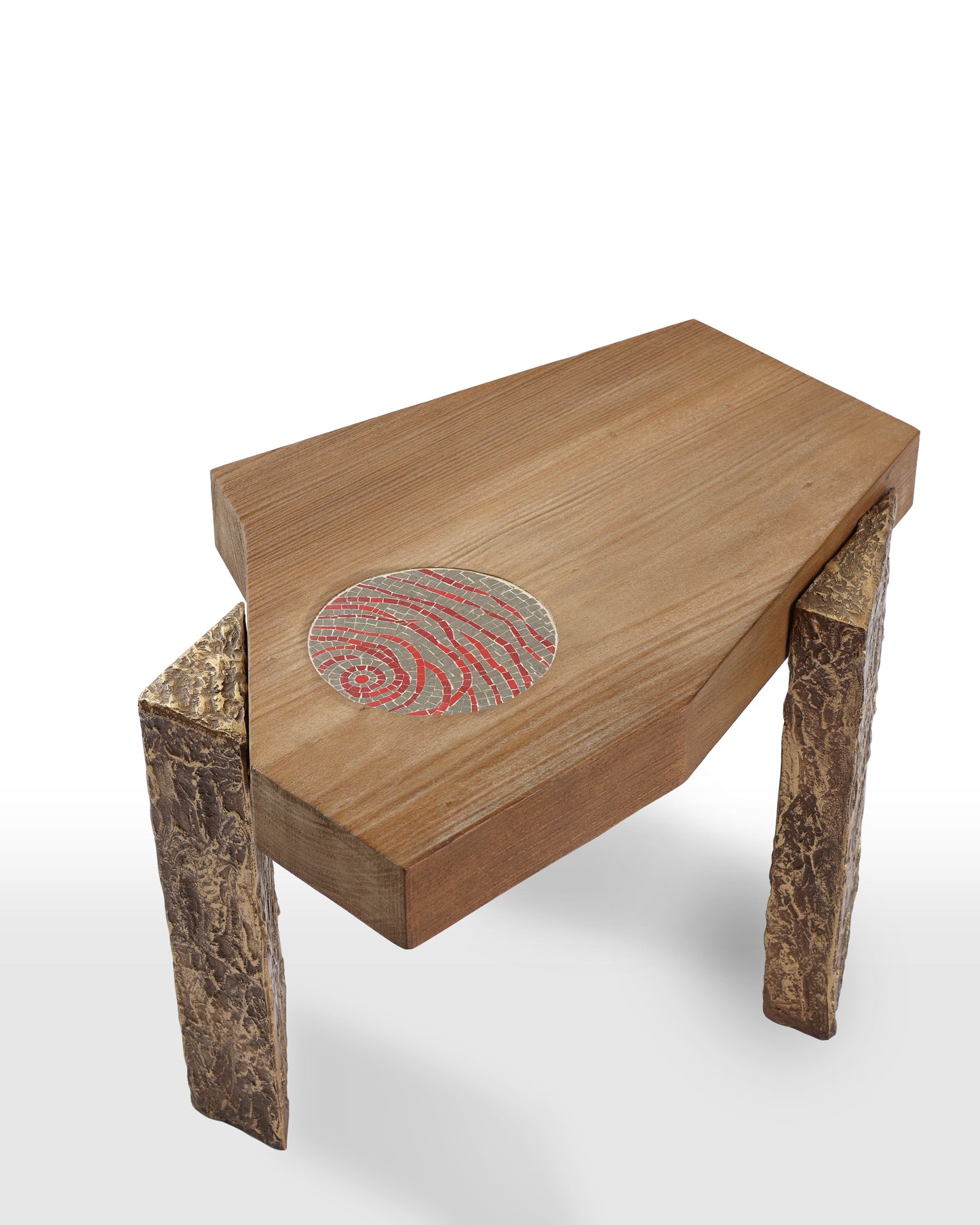 Unique Walnut Wood Coffee Table with Mosaic Table Top